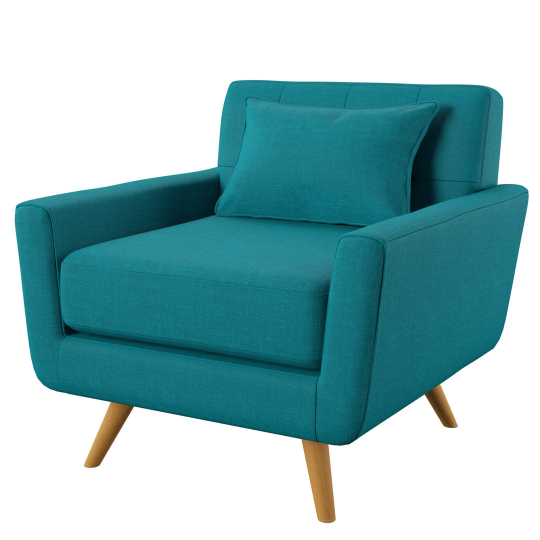 Norton St Philip 34" Wide Tufted Polyester Armchair Mercury Row® Fabric: Teal Blue