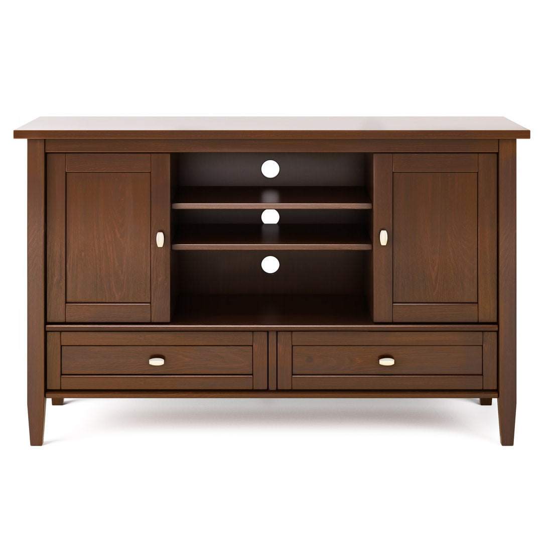 Warm Shaker SOLID WOOD TV Media Stand iFor TVs up to 50 inches Simpli Home Color: Russet Brown