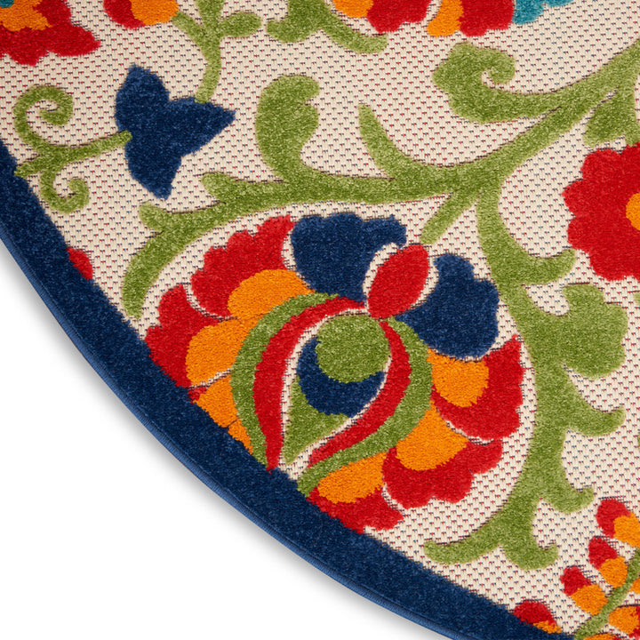 Bernia Floral Ivory/Red/Green Area Rug Wade Logan® Rug Size: Round 5'3"