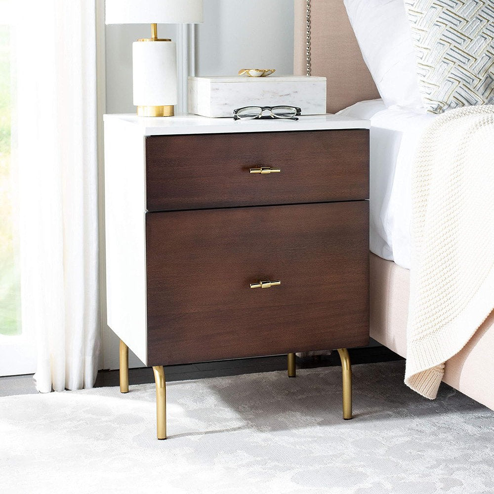 Linaris 2 - Drawer Nightstand Ivy Bronx Color: White/Gold