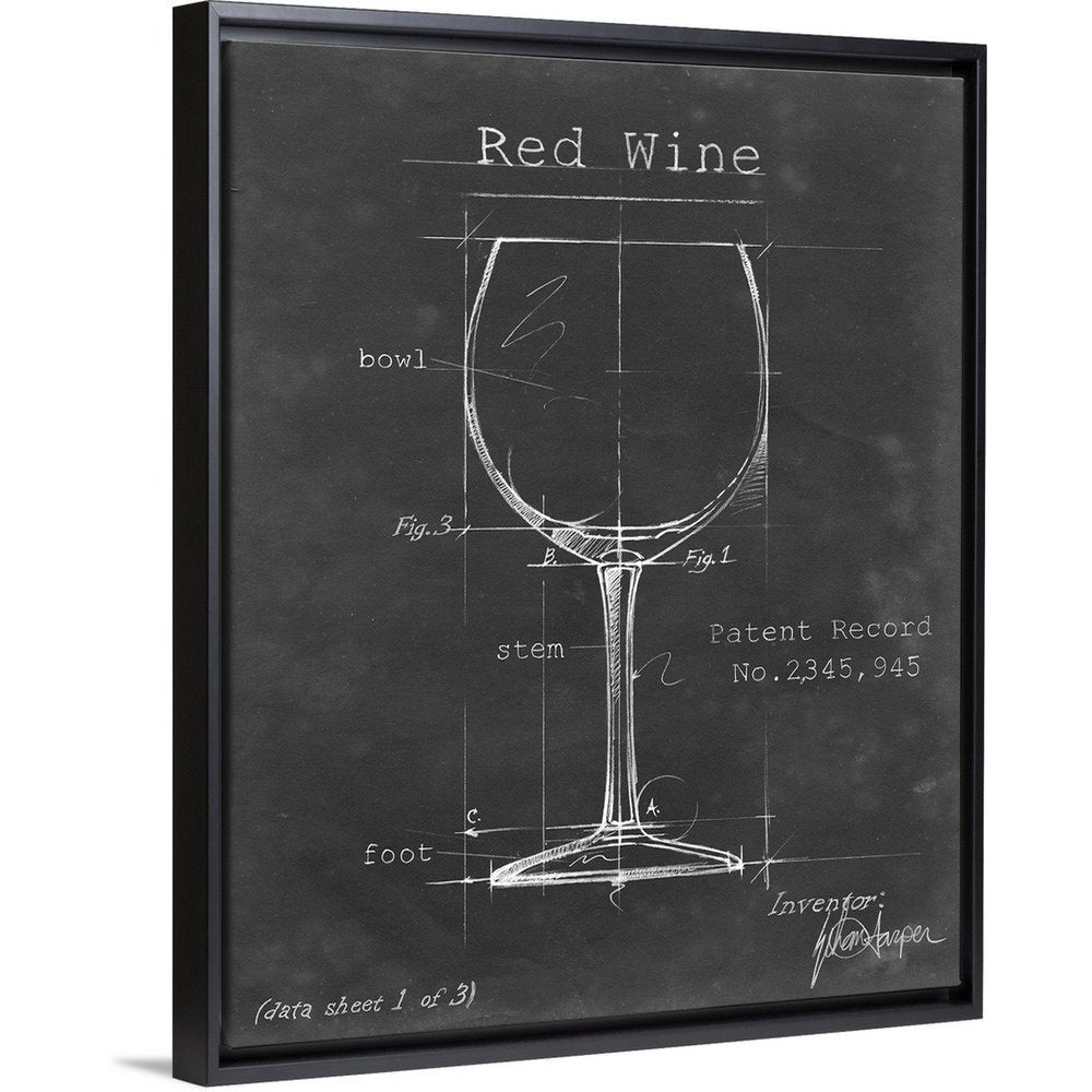 Barware Blueprint III - Graphic Art Print on Canvas 17 Stories Size: 21.7" H x 17.7" W x 1.75" D Format: Black Floater Frame