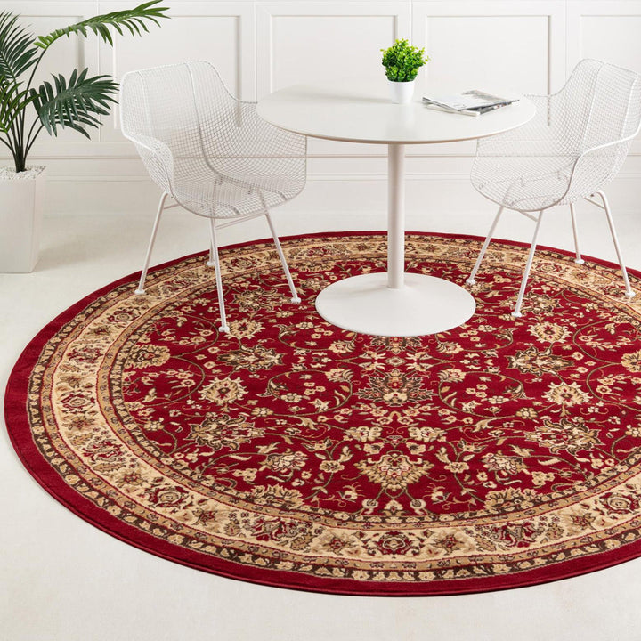 Bhatari Oriental Burgundy Area Rug Winston Porter Rug Size: Round 7'10"