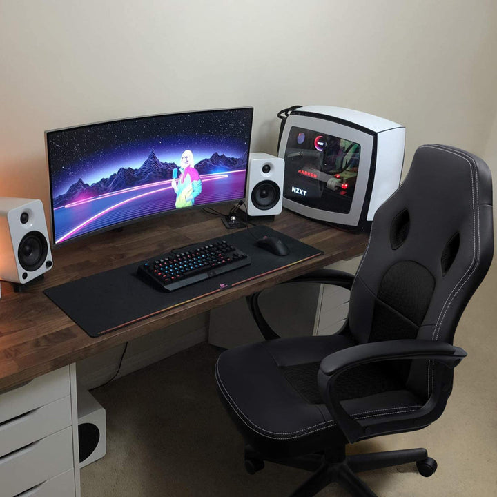 PC and Racing Ergonomic Gaming Chair Ebern Designs Color: Black