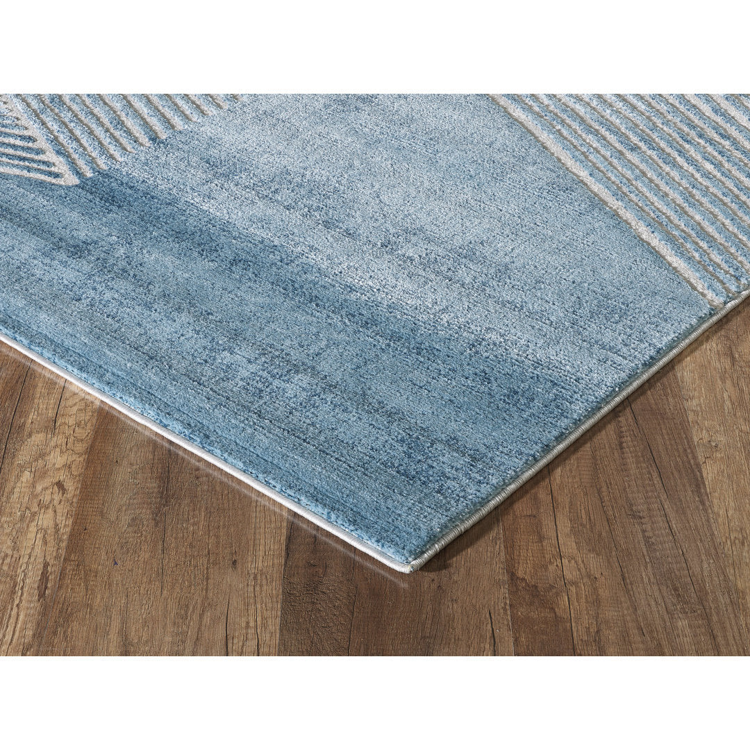 Soeren Geometric Light Blue Area Rug Ebern Designs Rug Size: Rectangle 7'9" x 10'2"