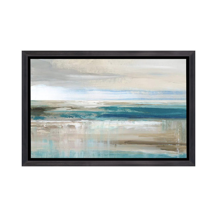 Abstract Sea ' - Floater Frame Print on Canvas East Urban Home Size: 40" H x 60" W x 1.5" D Format: Distressed Black Framed Canvas