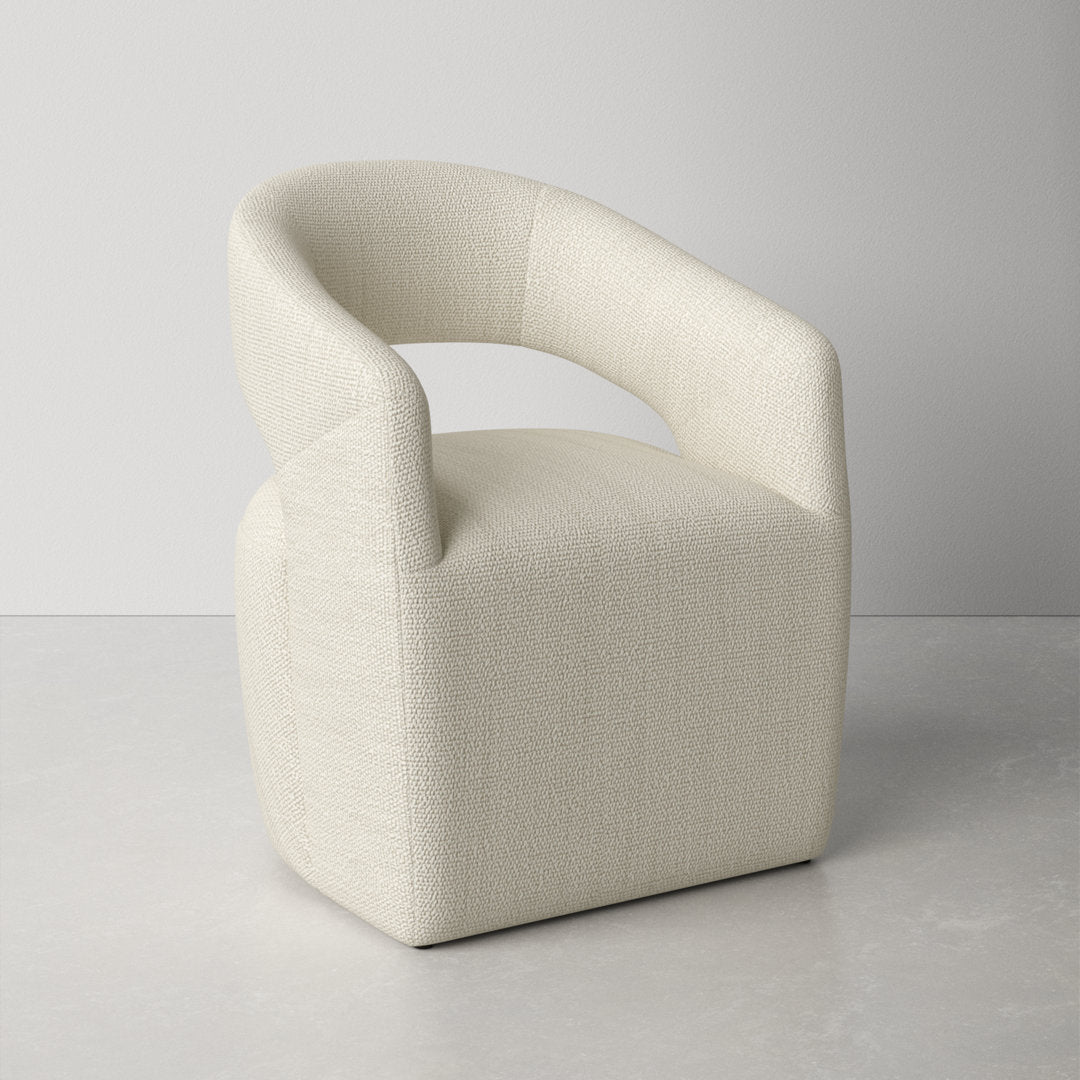 Camino Performance Fabric Rolling Arm Chair AllModern Upholstery Color: Off White Boucle