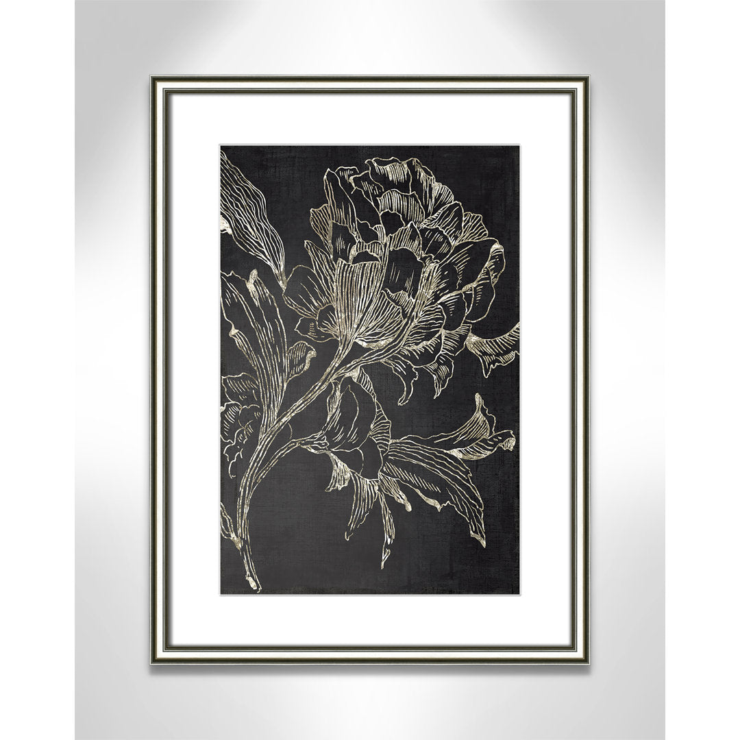 Golden Flower Folklore I by Asia Jensen - Picture Frame Graphic Art Print Joss & Main Size: 24.25" H x 18.25" W Format: Silver Framed