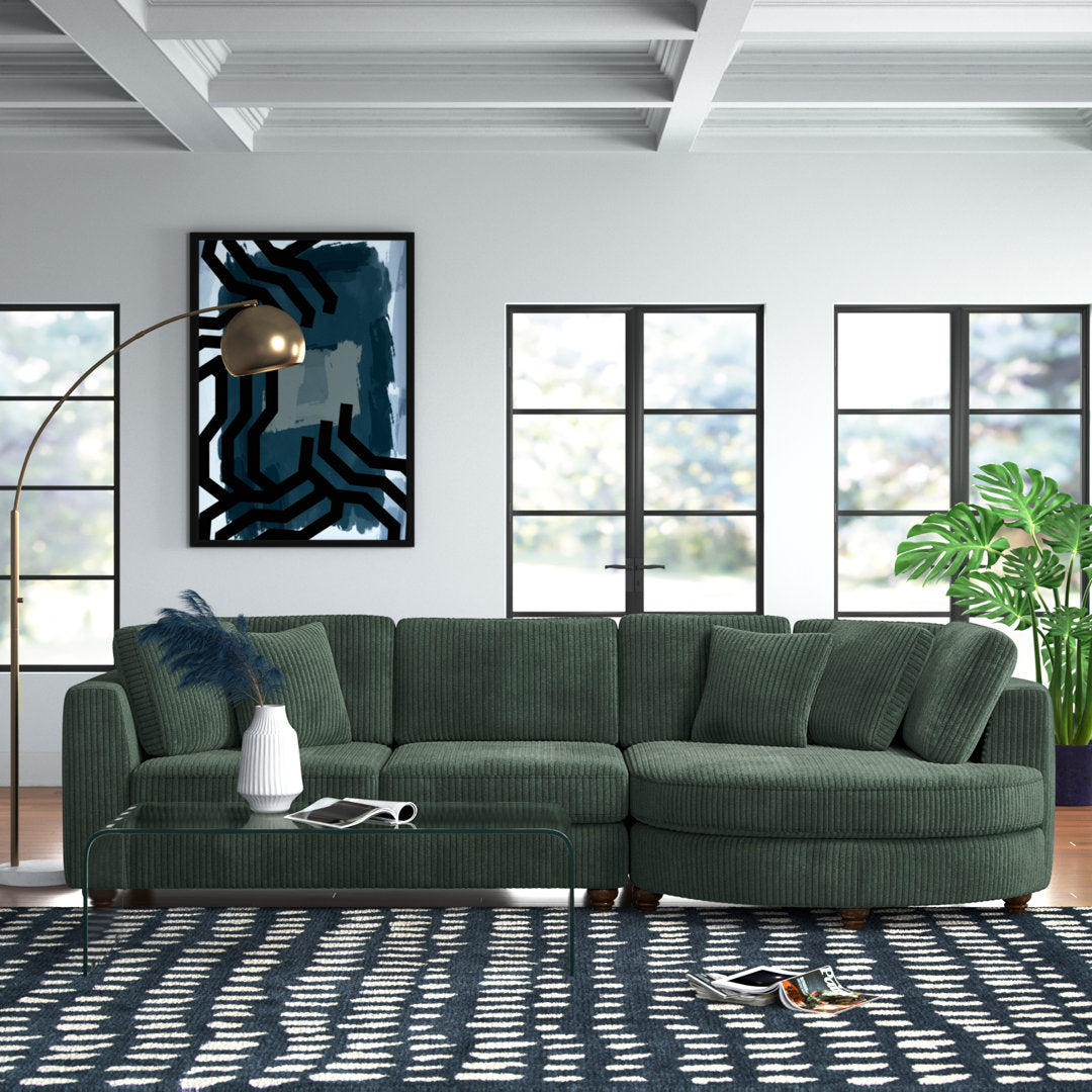 Atossa 123.5" Wide Sofa & Chaise Wade Logan® Upholstery Color: Dark Green Orientation: Right Hand Facing