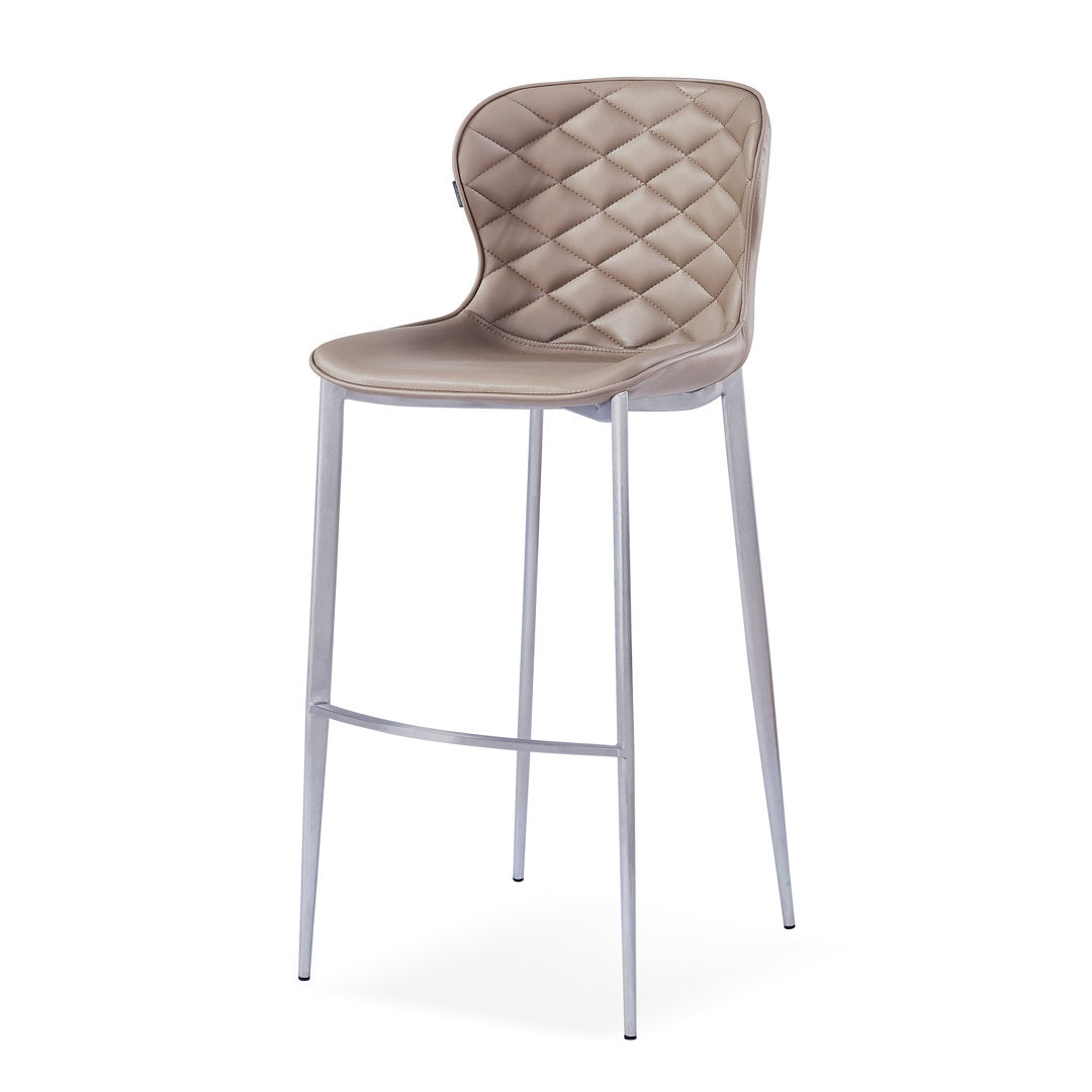 Albert Upholstered Bar & Counter Stool Upper Square™ Upholstery Color: Taupe, Base Color: Stainless Steel Seat Height: Counter Stool (24” Seat Height)