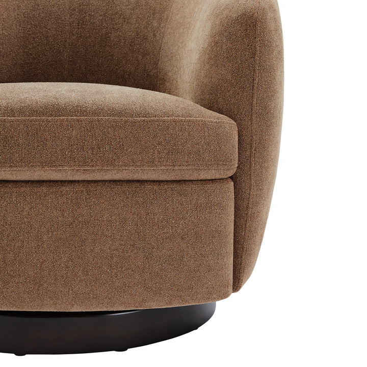 Marcy Upholstered Swivel Barrel Chair Joss & Main Leg Color: Espresso Fabric OR Leather Type: Elite Camel