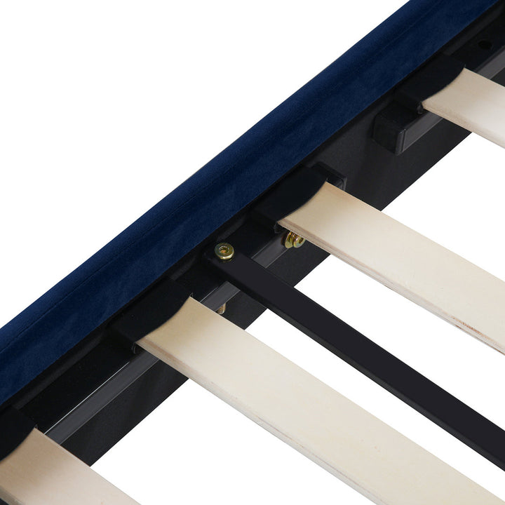 Helaina Tufted Upholstered Low Profile Platform Bed Wade Logan® Color: Navy Blue Velvet Size: Queen