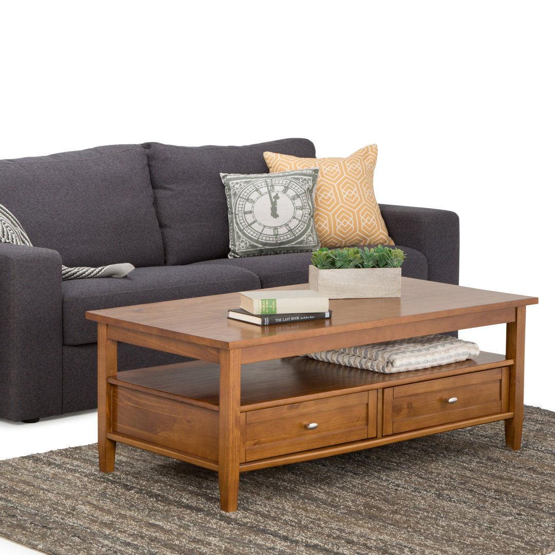 Warm Shaker SOLID WOOD 48 inch Wide Rectangle Transitional Coffee Table Simpli Home Color: Light Golden Brown