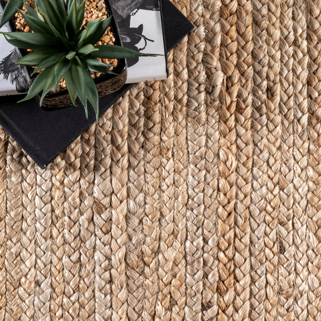 Natural Jute Area Rug Breakwater Bay Rug Size: Oval 6' x 9'
