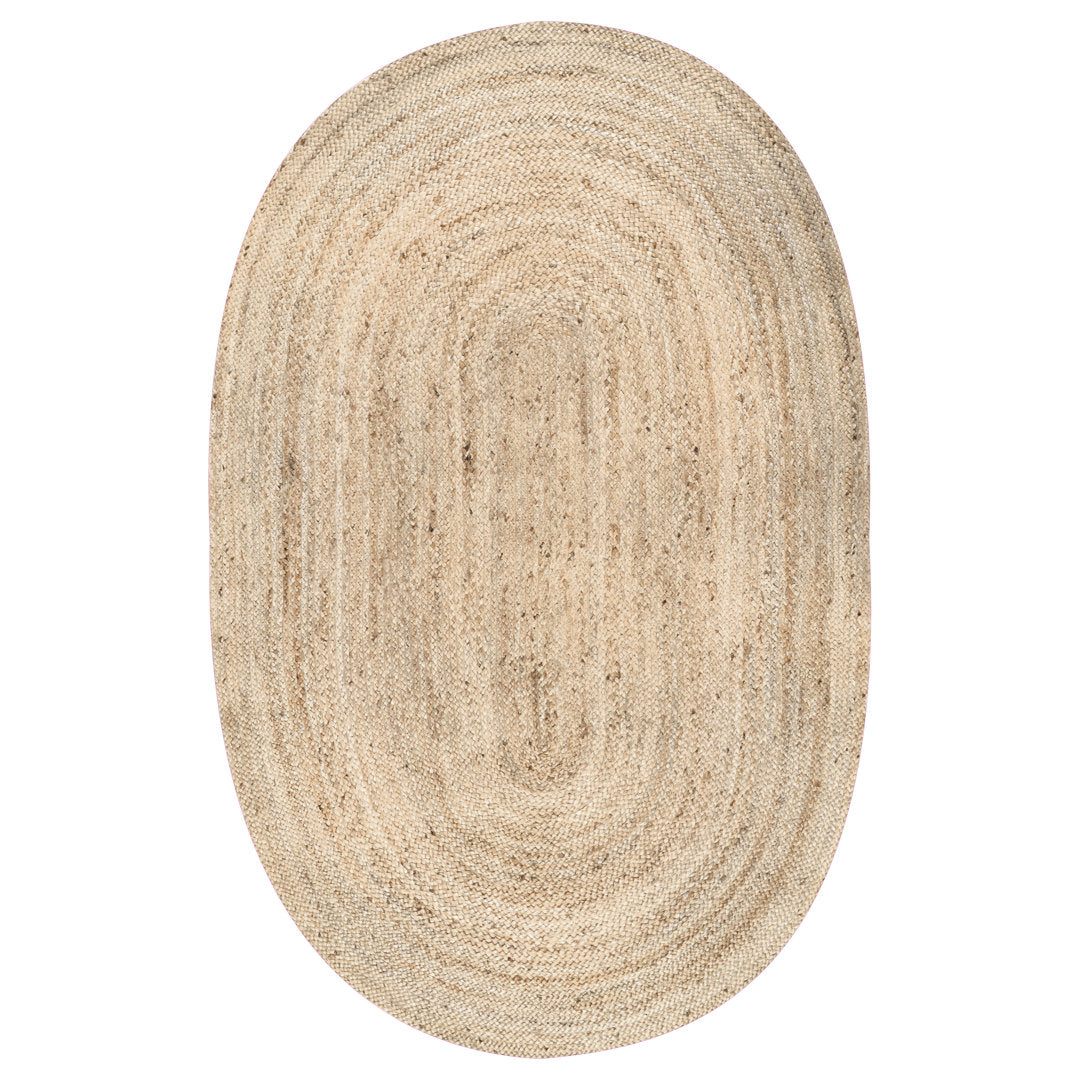Natural Jute Area Rug Breakwater Bay Rug Size: Oval 3' x 5'