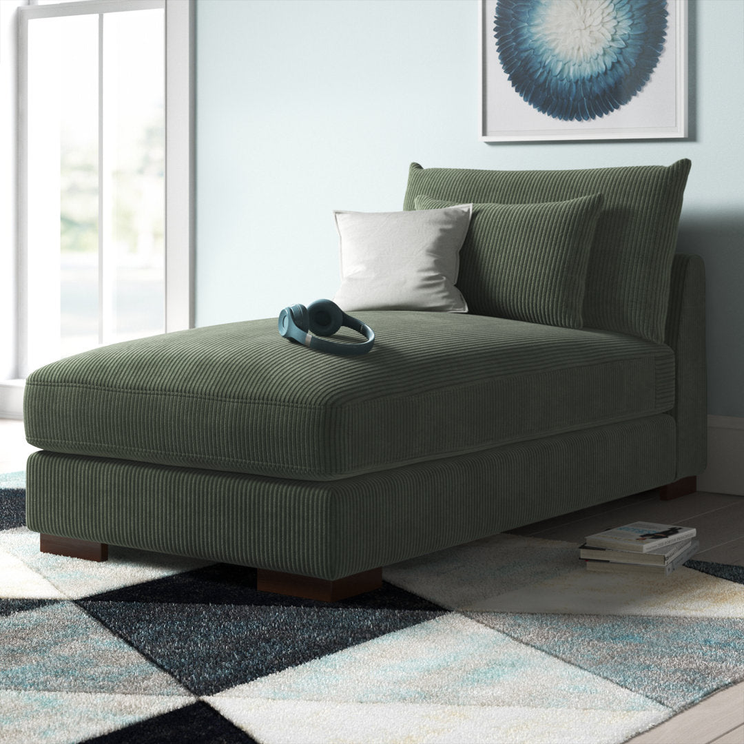 Ayvion Upholstered Chaise Lounge Wade Logan® Fabric: Green Corduroy