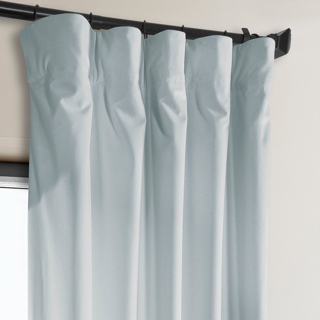 Matra Plush Velvet Curtains for Bedroom - Room Darkening Curtains for Living Room Window Single Panel AllModern Curtain Color: Aquarius Blue Size per Panel: 50" W x 96" L