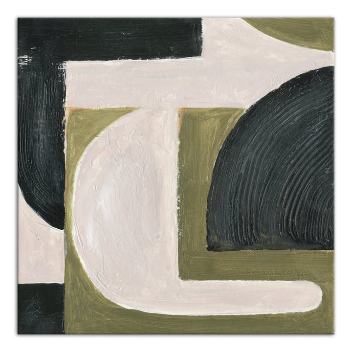 Abstract with Green - Painting on Canvas Ivy Bronx Size: 24" H x 24" W x 1.25" D Format: Wrapped Canvas
