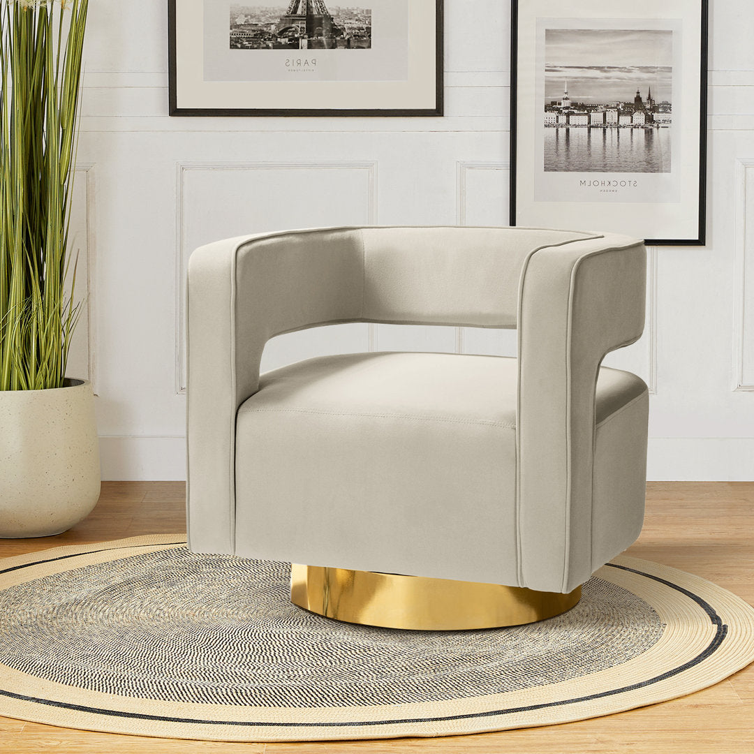 Aysha Velvet Swivel Barrel Chair Willa Arlo™ Interiors Fabric: Tan Velvet