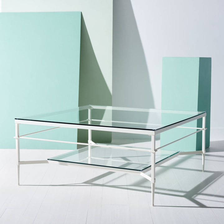 Genevieve Coffee Table with Storage Etta Avenue™ Table Base Color: White