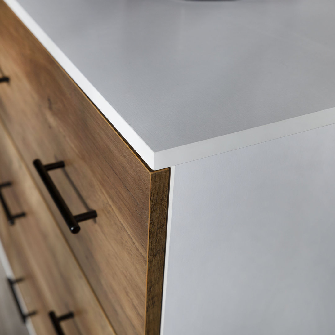 Catt 52" Wide 6 Drawer Dresser Mercury Row® Color: White/Rustic Oak