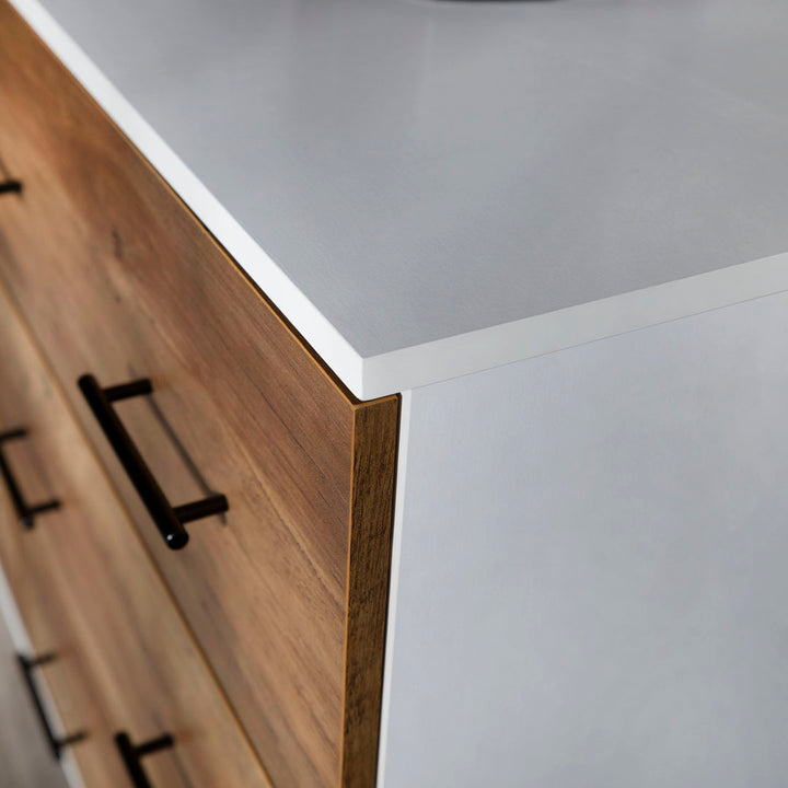 Catt 52" Wide 6 Drawer Dresser Mercury Row® Color: White/Rustic Oak