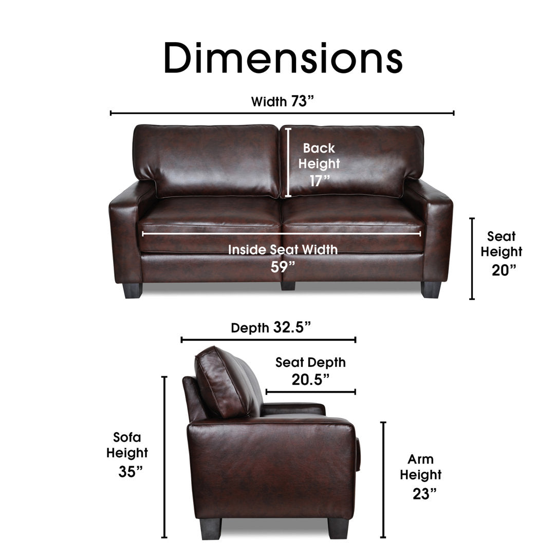 Serta Palisades Upholstered Tool-Free Assembly Square Arm 73" Sofa Serta