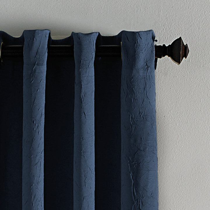 Curtainworks Manzano Solid Color Room Darkening Grommet Curtain Panel Charlton Home® Curtain Color: Navy Size per Panel: 50" W x 108" L