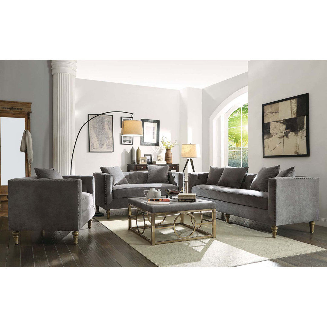 Appalachia 84" Velvet Square Arm Sofa Willa Arlo™ Interiors