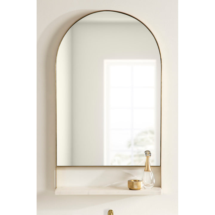 Cielo with Shelves Wall Mirror Joss & Main Size: 20" x 12" Finish: Gold/White
