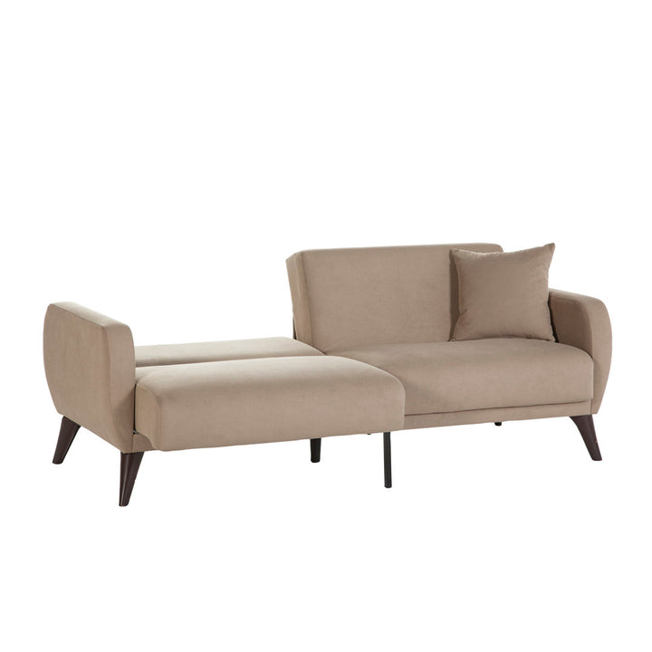 Lelana Twin 78.75 Polyester Tufted Sofa Brayden Studio® Fabric: Taupe