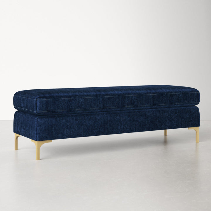 Baye Upholstered Bench AllModern Color: Navy Blue Velvet