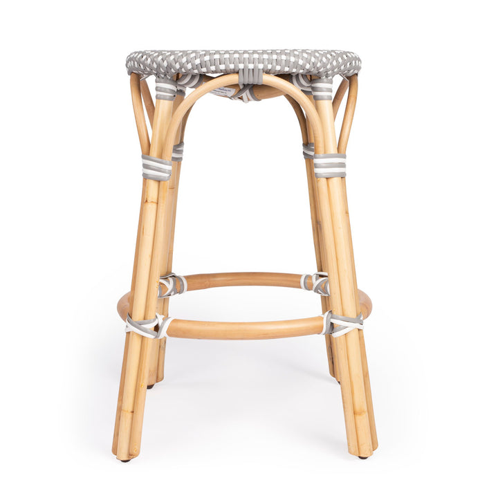 Alastair Bar & Counter Stool Birch Lane™ Color: Gray/White Dot/Natural Rattan Frame Seat Height: Counter Stool (24" Seat Height)
