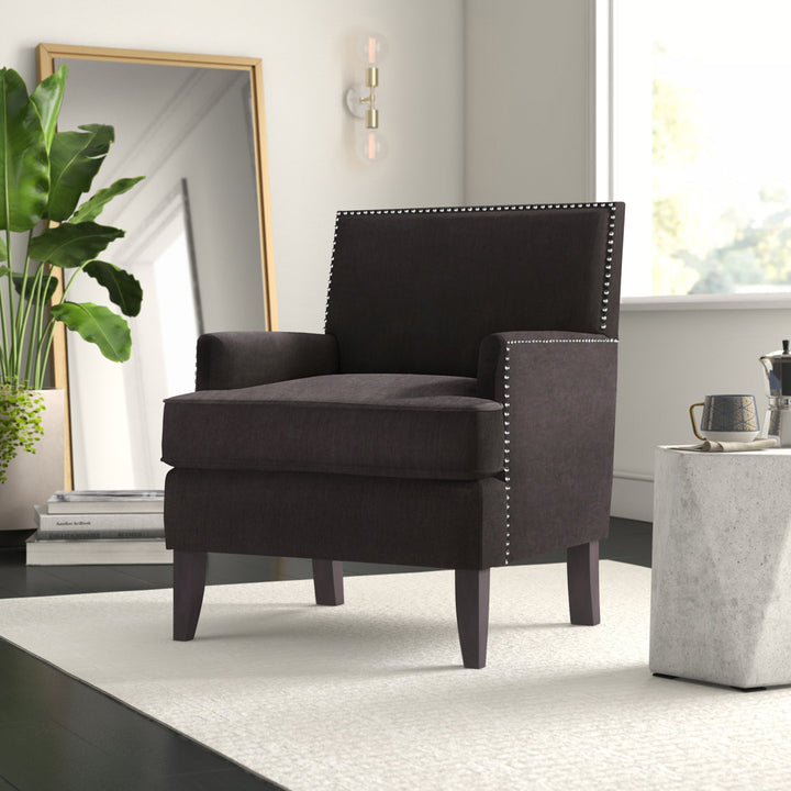 Colton Nailhead Club Chair Three Posts™ Upholstery Color: Charcoal Polyester
