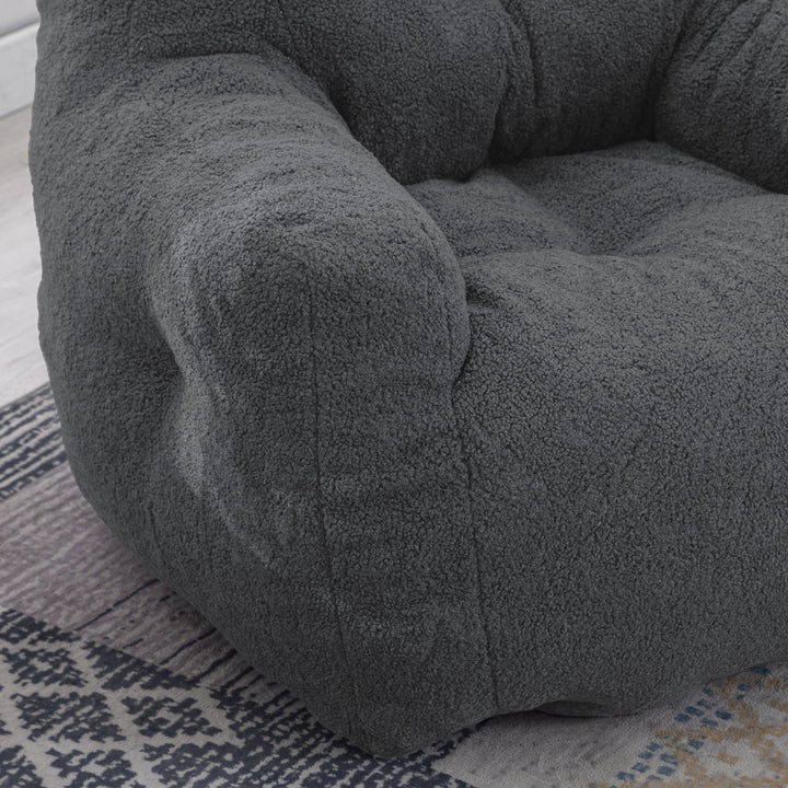Medium Bean Bag Chair Viv + Rae™ Body Fabric: Gray Faux Fur