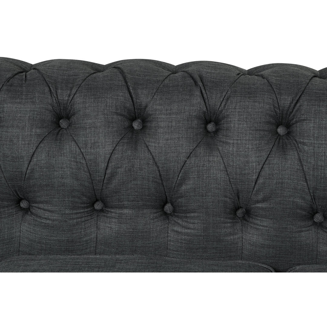 Provence 61" Rolled Arm Chesterfield Loveseat Kelly Clarkson Home Upholstery Color: Dark Gray Linen Blend