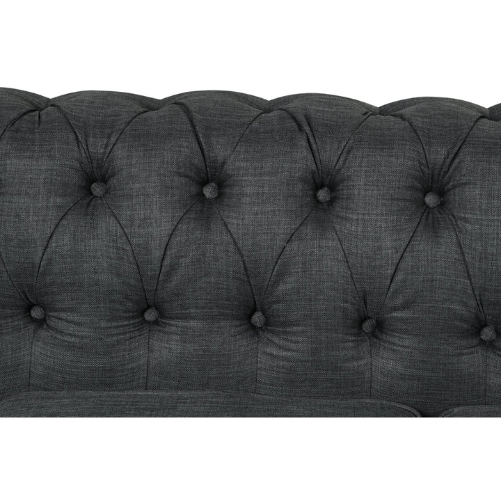 Provence 61" Rolled Arm Chesterfield Loveseat Kelly Clarkson Home Upholstery Color: Dark Gray Linen Blend