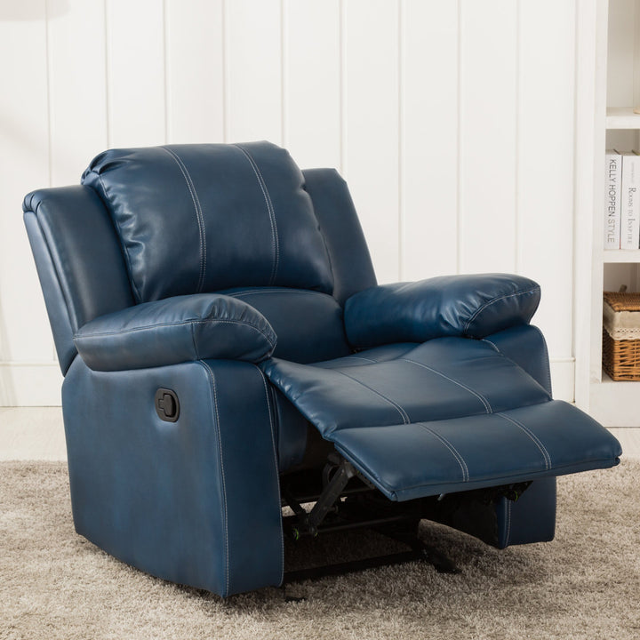 Kahler 37.75" Wide Faux Leather Manual Glider Recliner Andover Mills™ Upholstery Color: Blue Faux Leather