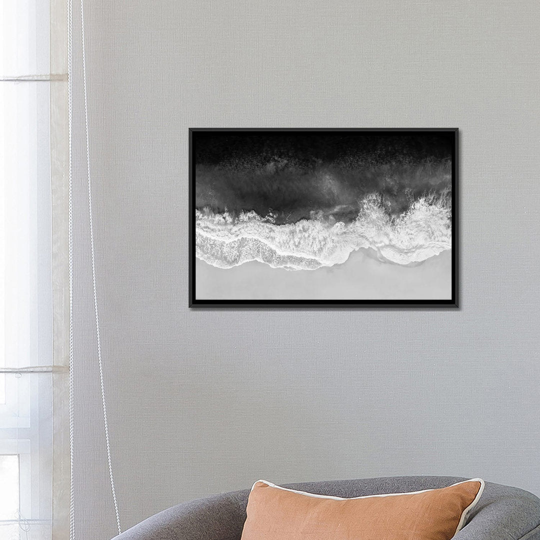 Waves in Black, Gray and White by Maggie Olsen Mercury Row® Size: 32" H x 48" W x 1.5" D Format: Black Framed Canvas