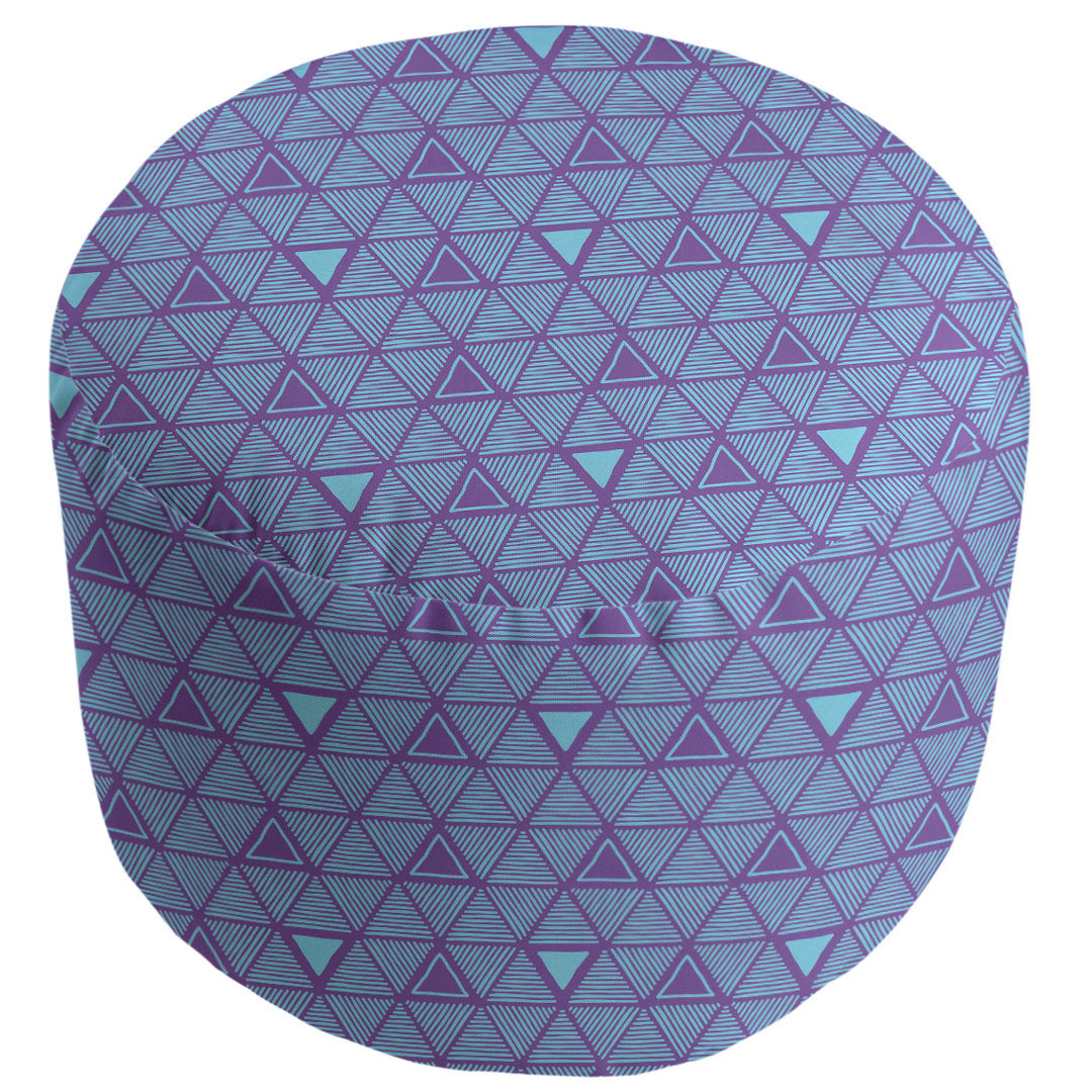 Full Color Hand Drawn Triangles Pouf East Urban Home Upholstery Color: Purple/Teal