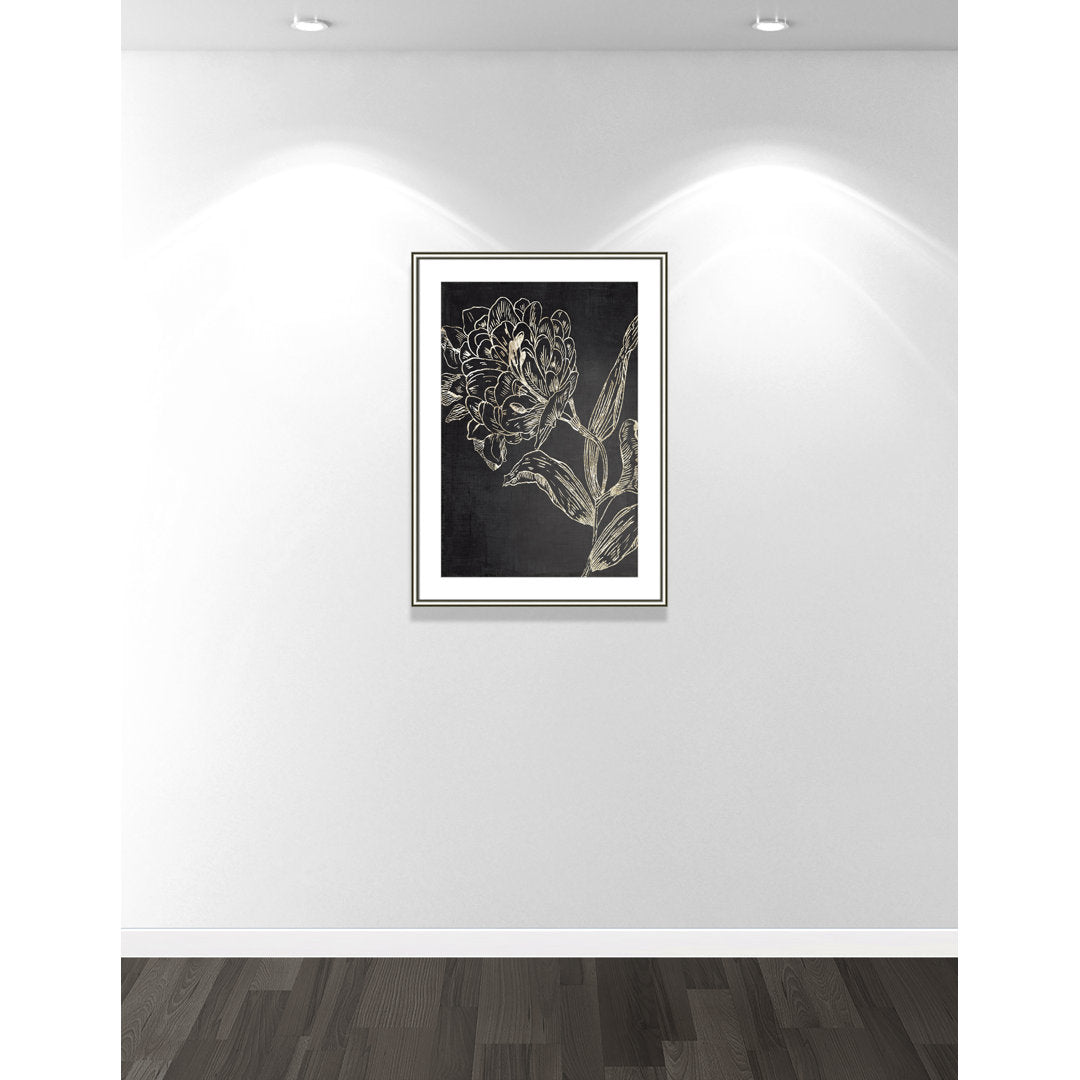 Golden Flower Folklore II by Asia Jensen - Picture Frame Graphic Art Joss & Main Size: 36.75" H x 26.75" W  Format: Silver Framed