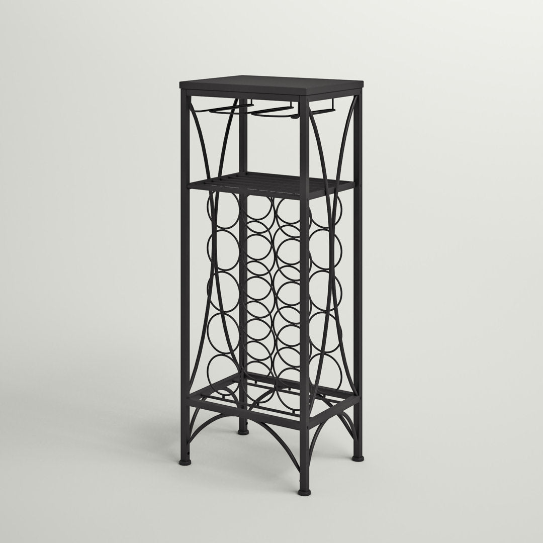 Arveda Home Bar, Wine Rack, Metal, Black, Black, Transitional Lark Manor™ Finish: Black