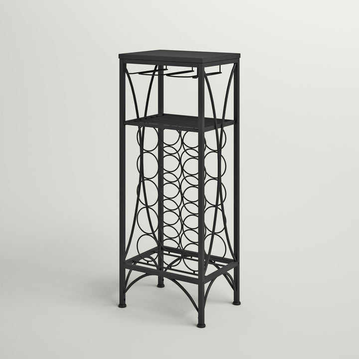Arveda Home Bar, Wine Rack, Metal, Black, Black, Transitional Lark Manor™ Finish: Black