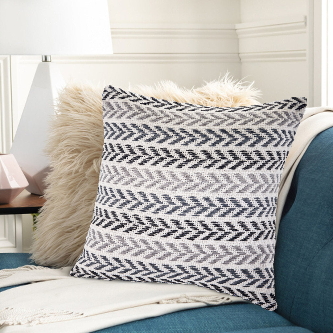Hand-Woven Chevron Cotton Throw Pillow Rajani Home Color: Gray/Black