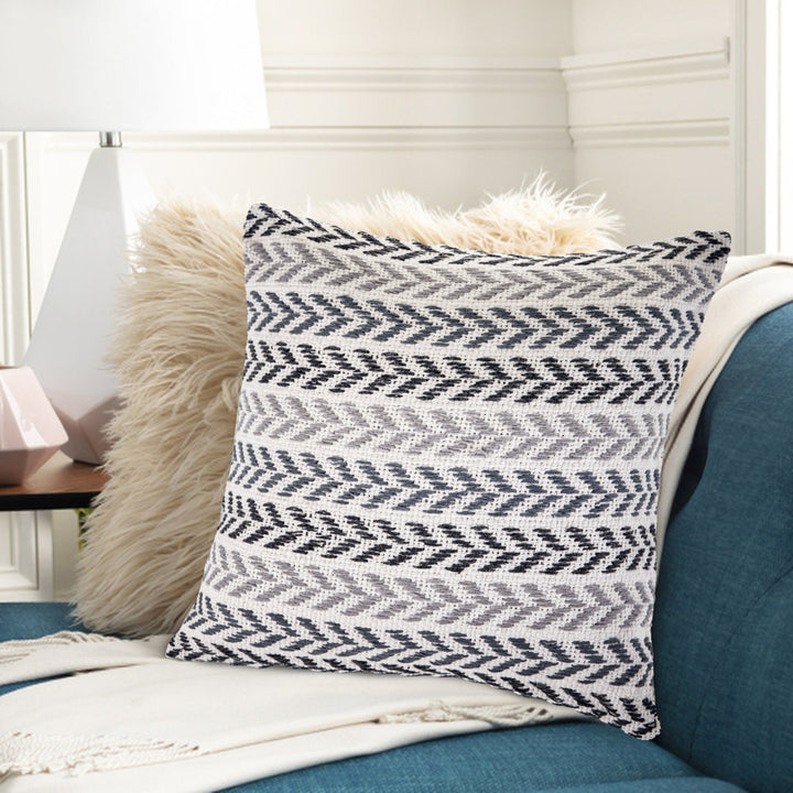Hand-Woven Chevron Cotton Throw Pillow Rajani Home Color: Gray/Black