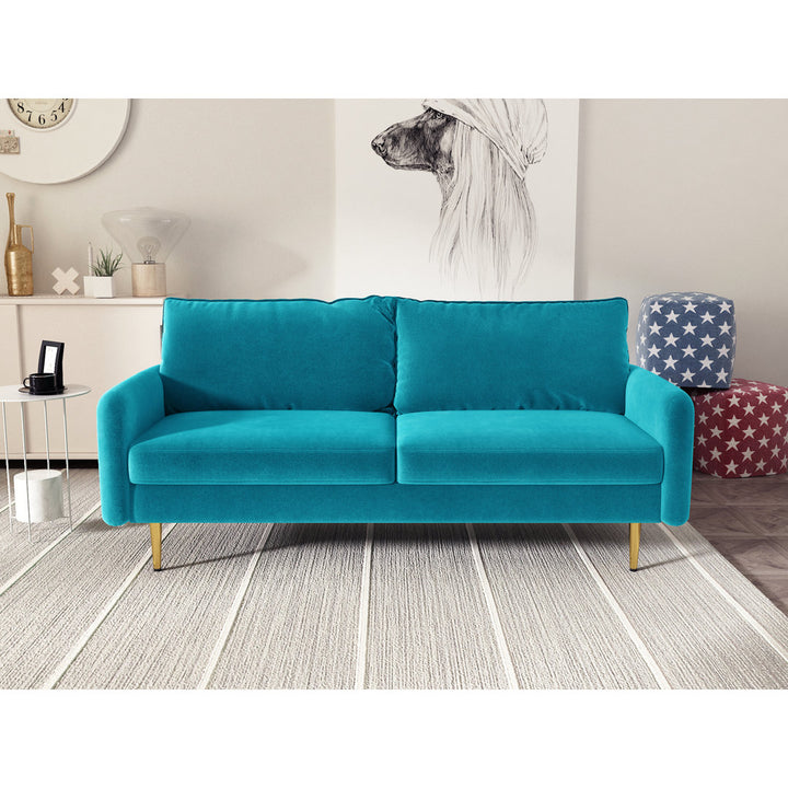 Javonta 70'' Upholstered Sofa Everly Quinn Fabric: Aqua Velvet