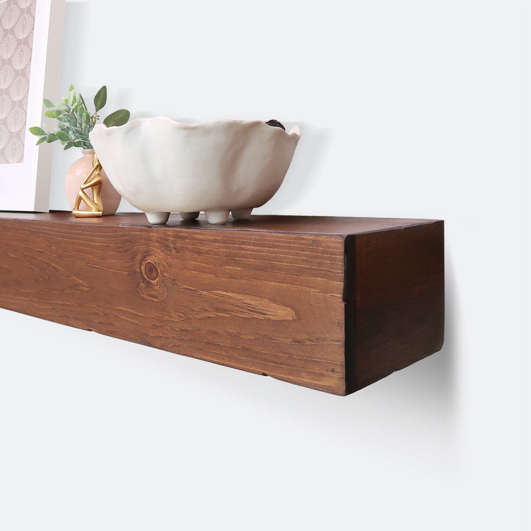 Melodye Rustic Fireplace Shelf Mantel Ebern Designs Shelf Length: 72 in., Finish: Provincial