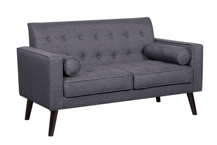 Benayah 56.3" Linen Square Arm Loveseat George Oliver Upholstery: Dark Gray