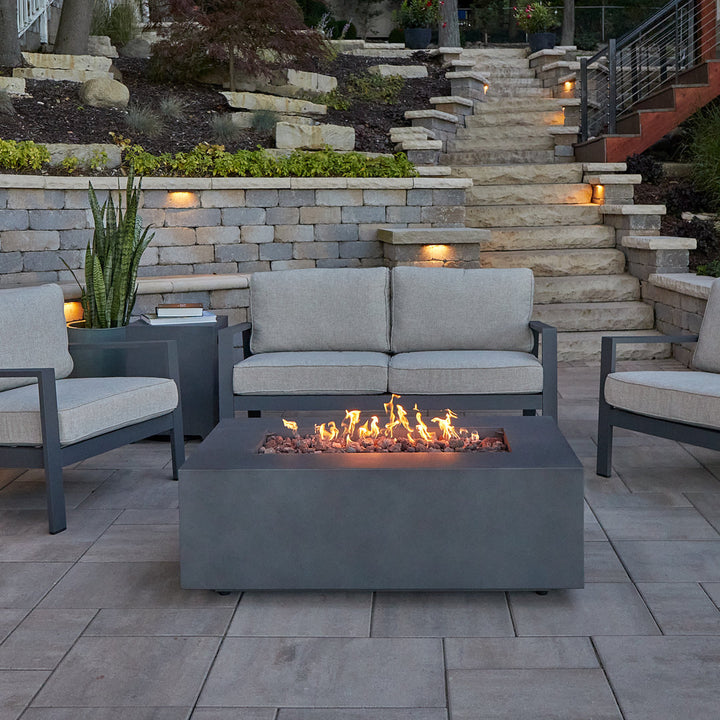 AEGEAN Propane / Natural Gas Outdoor Fire Pit Table Real Flame Size: 14.5" H x 41.75" W x 26" D Finish: Weathered Slate
