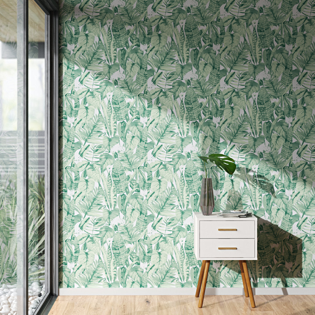 Tropical Peel And Stick Wallpaper Bay Isle Home™ Color: Green