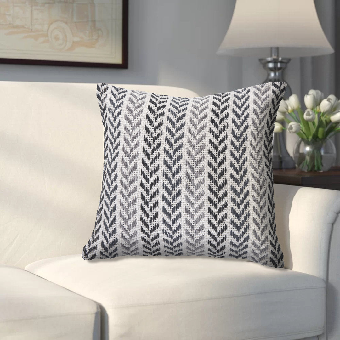 Hand-Woven Chevron Cotton Throw Pillow Rajani Home Color: Gray/Black
